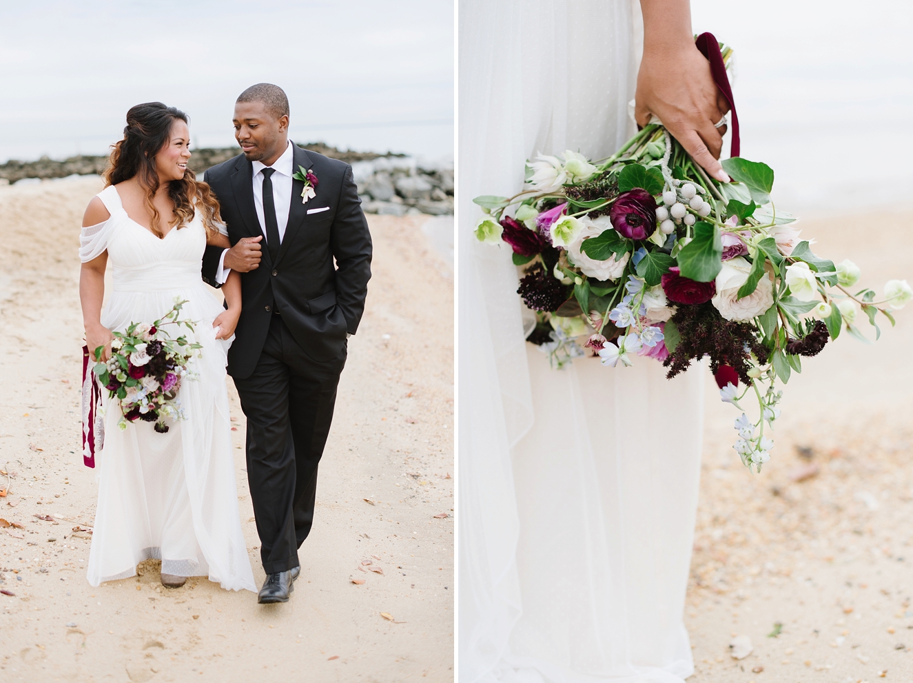 Plum and Magenta Wedding | Seaside + Beach Inspiration by Natalie Franke Photography