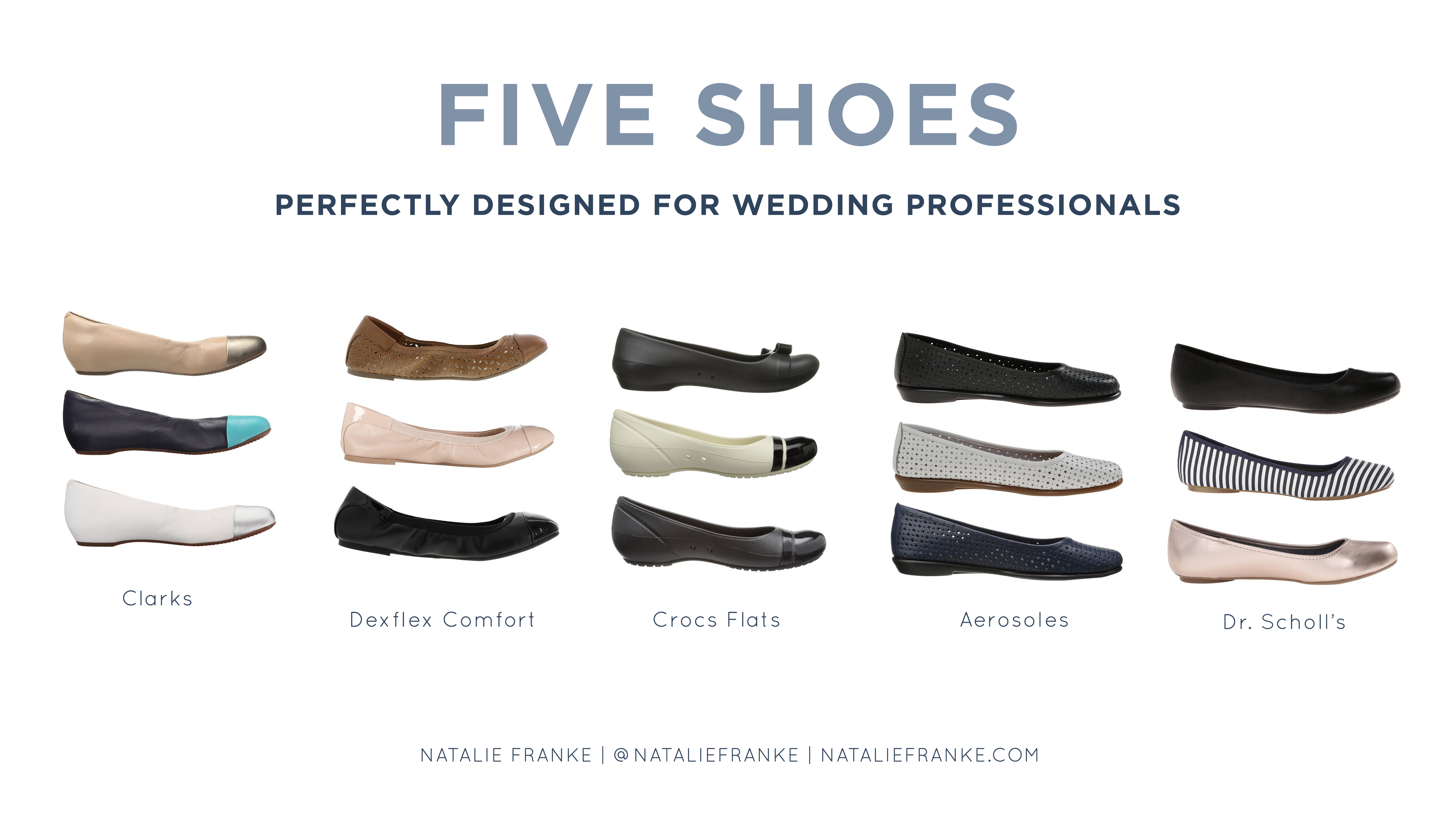 Five Shoes perfectly designed for Wedding Professionals, Planners, and Photographers!